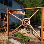 Deer fence with copper sculpture