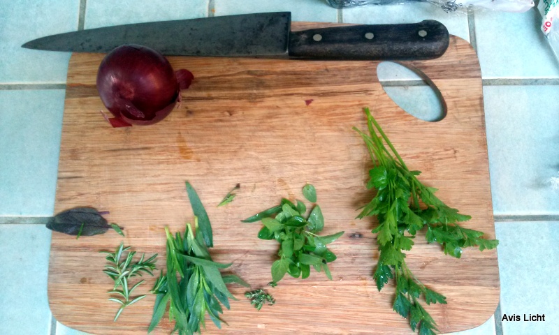 Using fresh herbs from the garden